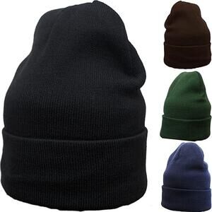 ABOTE 4 Pack Beanie Hat Knitted Cap Beanies Unisex (Black/Dark Blue/Green/Brows)